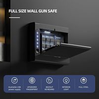 Coffre-fort mural pour armes à feu, coffres-forts biométriques pour armes à feu, accès rapide aux armes à feu avec lecteur d'empreintes digitales et clavier numérique, coffre-fort pour armes à feu pour la maison