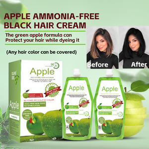 OEM No Dark Skin 5 Minutes Apple Hair Dye 96 Fast Black Hair Cream 500ml * 2 Natural Apple Hair <span class=keywords><strong>Color</strong></span> - Product Image 4