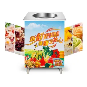 Máquina de helado frito 2024, rollo de helado de yogur enrollado de Tailandia, fabricante de acero inoxidable con cubierta de vidrio para Canadá