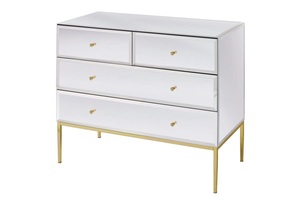 Commode contemporaine en verre <span class=keywords><strong>blanc</strong></span> biseauté trempé et chrome, tables consoles pour le salon, le <span class=keywords><strong>couloir</strong></span>, décoration intérieure - Product Image 2