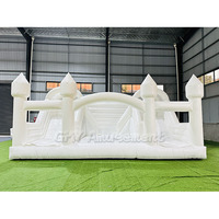 Maison de rebond rose pastel en PVC de qualité commerciale piscine de château plein d'entrain à double toboggan