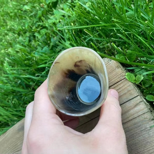 Eco Friendly Handmade Drinking Horn Cups by HWC Natural Viking Shot Glasses in Religious Style for Wine or <b>Spirits</b> - Product Image 1