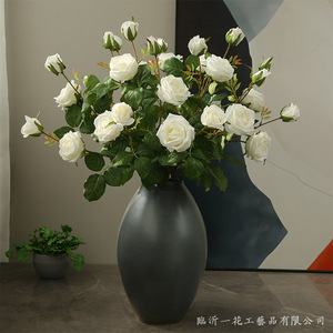 ช่อดอกกุหลาบประดิษฐ์สีชมพูอ่อนจาก Yihua Floral Art ดอกไม้ผ้าไหมตกแต่งบ้านสไตล์โมเดิร์นพร้อมแจกัน - Product Image 2