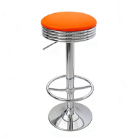 Tabouret de bar pivotant réglable avec vérin à gaz, hauteur 65 à 87 cm, capacité 270 lbs, base ronde chromée, repose-pieds, siège rembourré, style moderne pour salle à manger