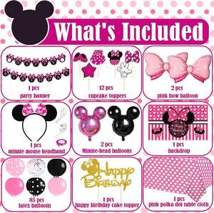 LEMON Pink <strong>Minnie</strong> <strong>Mouse</strong> Balloons Globos Backdrop Tablecloth <strong>Party</strong> Decorations <strong>Supplies</strong> Baby Shower Birthday Girl - Product Image 2