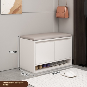 Sgabello Moderno Semplice in Legno Massello per Cambio Scarpe, Mobiletto Basso Integrato, <span class=keywords><strong>Scarpiera</strong></span> Piccola Antipolvere per Ingresso Soggiorno - Product Image 6