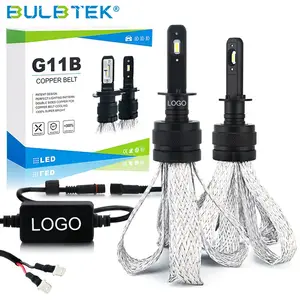 BULBTEK ไฟหน้า LED G11B H1,หลอดไฟหน้ารถยนต์ไม่มีพัดลมกันน้ำ12V 24V ไร้พัดลม H4 H7 H13 LED