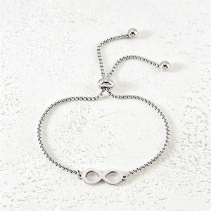 Pulsera Deslizante Infinita Ywyougang Minimal Forever Love, Cadena de Perlas, Personalizable con Grabado, Apilable - Product Image 1