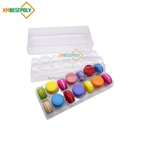 Boîte d'emballage pliable en plastique transparent pour macarons, 14 pièces, avec insert, boîte cadeau en PET transparente pour biscuits, baklava