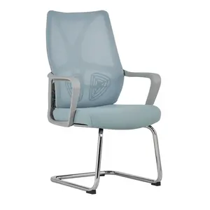 US Office Elements Mesh Office Guest Chair for Reception with Arms Sled Base Meeting Chair Without Wheels