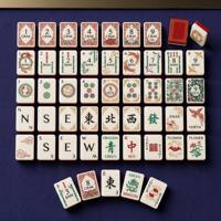 Jeu de Mahjong Américain Personnalisé en Acrylique avec Design d'Éléments Chinois, Tuiles Double Couche, Motif Rouge et Doré, Cadeau pour Soirée en Famille