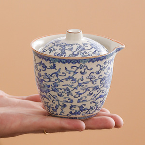 Juego de té de viaje, tetera Gaiwan de cerámica con tapa, juego de caja de regalo portátil para exteriores, para uso en campamentos y viajes - Product Image 3