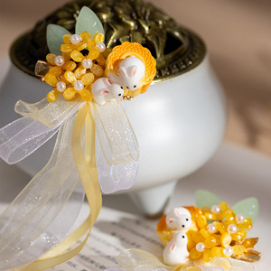 Pinzas para el pelo de conejo lunar con osmanthus para el Festival de Medio Otoño, estilo Hanfu súper etéreo, con cintas y borlas, bonitas y de estilo hada - Product Image 4