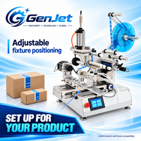 Machine d'étiquetage semi-automatique GenJet pour coins de boîtes avec fixation réglable et contrôle par écran tactile pour l'application de scellage de cartons de vente au détail