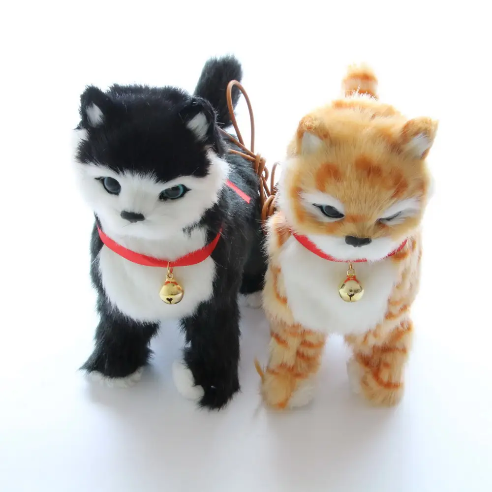 New coming hot sale plush electronic miaow sound walking singing cat with leash