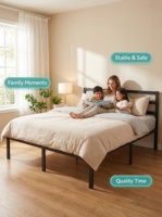 Heißer Verkauf: Einfaches Bettgestell mit Beleuchtung und Eisenbett für Mietwohnungen – 2-Meter-Eisenbett für das Hauptschlafzimmer, Doppelbett