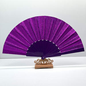 Éventail pliant classique en tissu polyester avec logo personnalisé, en plastique plat, pour femmes, idéal pour les activités estivales en extérieur - Product Image 3
