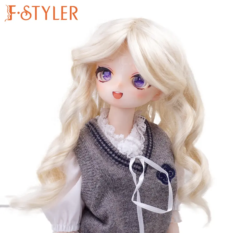 FSTYLER Synthetic Mohair Long Silky Curls Mini Bjd 18 Inch Custom Wholesale Bulk Sale Doll Accessories for BJD Doll Hair Wig