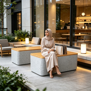 Banc cube moderne en FRP style terrazzo avec finition mouchetée pour espaces publics extérieurs, patios et halls - Product Image 4