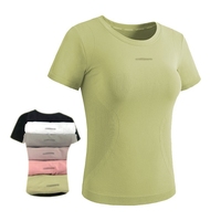 T-shirt de sport moulant et sexy pour femme, couleur bonbon, à manches courtes, séchage rapide, populaire sur internet, idéal pour le fitness, la course et le yoga