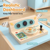 Volant et levier de vitesses interactifs en bois pour simulateur de conduite de voiture, tableau de bord sensoriel Montessori sans écran pour tout-petits