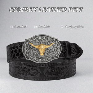 Cinturones WELLWIN de Cuero Genuino Estilo Vaquero Occidental con Hebilla de Aleación de Serpiente, Cierre Automático, 38mm, Ligeros y Duraderos, Diseño Sólido - Product Image 2