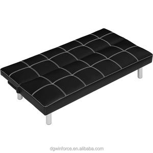 Winforce 간단한 다기능 블랙 PU 가죽 이불 소파 소파 3 인용 금속 다리 컨버터블 거실 접이식 소파 베드 - Product Image 6