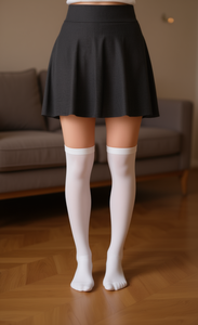 Lz108 Calze da donna alte fino al ginocchio, tinta unita, lavorate a maglia, per uso quotidiano, spessore standard, stile regolare - Product Image 2