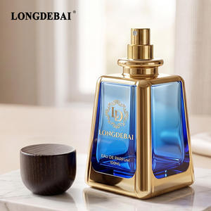 Botella de Perfume Elegante de Primera Calidad, 50ml 100ml, Botella de Perfume Vacía de Vidrio de Lujo con Marco Dorado y Tapa con Textura de Madera - Product Image 3