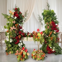 Arche de fleurs artificielles en soie rose élégante et luxueuse en gros pour la décoration de mariage