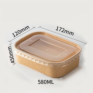 Hình chữ nhật giấy kraft 580ml cấp thực phẩm Take-Away container cho salad Ramen súp Bento Sandwich mì ăn trưa hộp - Product Image 6