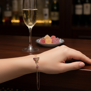 Bracelet en argent sterling 925 fait main, design breloque verre de champagne, pierres rubis et citrine, vente en gros turque - Product Image 3