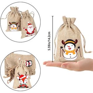 Christmas Eco Friendly Camel Color Burlap Jute Gift <b>Bags</b> with Drawstring Customizable Shopping <b>Bag</b> Small Size for Parties - Product Image 3