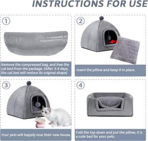 Designer de mode Usine Personnalisé Mousse À Mémoire Pet Chat Cave Lit De Luxe Mousse À Mémoire Petit Chien Cave Lit Cage Étanche Portable - Product Image 5