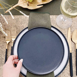 Plateau de vaisselle en grès émaillé <span class=keywords><strong>mat</strong></span> en porcelaine bon marché 7/8/10 "Assiettes à dîner en céramique de restaurant rectangle <span class=keywords><strong>noir</strong></span> de 5/12 pouces - Product Image 5