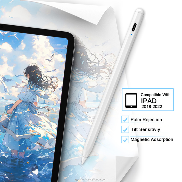 ID715 OEM Aluminum Alloy Rechargeable Ios Tablet Active Stylus Pen for Apple Ipad 2018-2026 Mini Air Pro Pencil