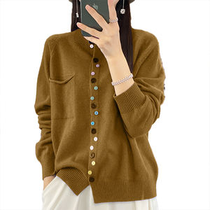 New Style Color Button Design Crew Neck Knitwear <b>Women</b> Fashion Loose Pullover Sweater <b>Warm</b> Cardigan Inner Wear <b>Top</b> - Product Image 4