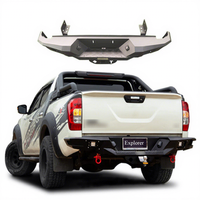 Pare-chocs arrière en acier pour Nissan Navara NP300 2015-2022 avec manille à lumière LED Accessoires de voiture 4X4 Barre de pare-chocs en acier pour NP300