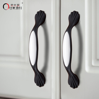 Oukali Style européen meubles armoire poignée cuisine placard céramique en alliage de Zinc noir 128mm quincaillerie poignées