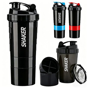 Borraccia Shaker per Proteine a 3 Strati con Logo Personalizzato, Grande Capacità, per Body Building, Esercizio Fisico e Palestra - Product Image 1
