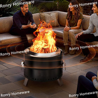 Brasero en acier sans fumée portable avec installation facile, sac de rangement pour pioche à feu, grille extérieure pour la cuisson au feu de bois en plein air