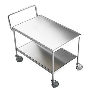 Chariot de service alimentaire à 2 niveaux en acier inoxydable robuste avec montage facile et mobile - Product Image 3