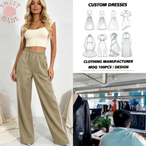 Damen Mode Alltags-Freizeithose Gerades Bein mit Weißer Seitenstreifen Lose Lange Hose Maßanfertigung Möglich - Product Image 1