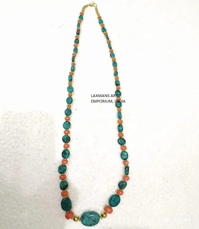 Neue tibetische Naturstein-Perlen-Halskette für Damen Schmuck Mode Großhandel Lieferant aus Indien