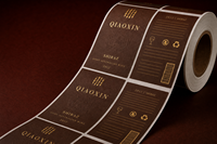 Étiquettes personnalisées de luxe en papier texturé avec gaufrage à chaud or pour vin et tequila, autocollantes avec code-barres