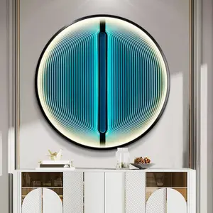 客厅门廊装饰发光二极管灯现代奢华圆形发光二极管油画版画艺术