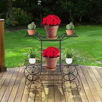 Support à plantes en métal à 6 niveaux de style parisien vintage, étagère à fleurs multi-niveaux avec roulettes pour la décoration intérieure, balcon, jardin