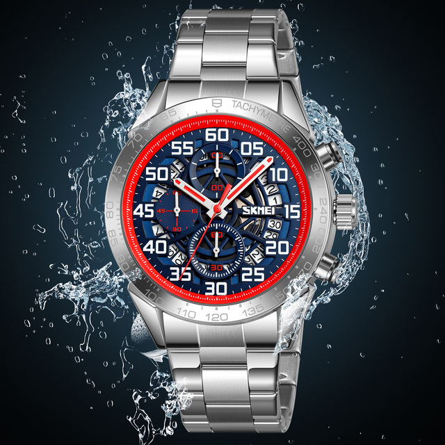 New Fashion Hollow Dial Glass Pointer Design Style Men's Multifunction Chronograph Quartz Stainless Steel Waterproof Sports