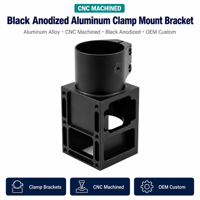 LAIDNUO Custom CNC Machined Aluminum Clamp Bracket Black Anodized Hollow Collar Mount Adapter Precision for Equipment OEM