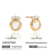 Boucles d'oreilles clous en acier inoxydable plaqué or 18 carats avec pavé de verre multicolore et multiforme effet écaille de tortue, cadeaux pour femmes